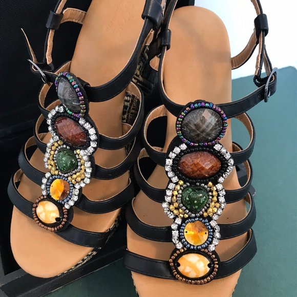 Dolce by Mojomoxy Wedge Platform Black Sandals - Picture 8 of 8